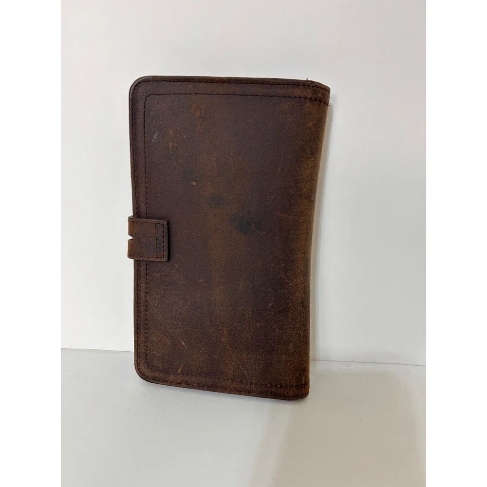 DONWORD Cow Leather Bi-Fold Passport Travel‎ Wallet RFID Blocking COFFEE